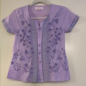 3 for $25! Vintage Y2K‎ Purple Embroidered Women's Top, size 38 (XS fit)